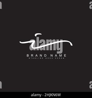 Logo della firma scritto a mano per la lettera iniziale i - Logo della firma della lettera i - Logo della firma semplice in stile di scrittura a mano per il nome aziendale iniziale Illustrazione Vettoriale