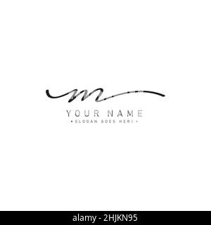 Logo della firma scritto a mano per la lettera iniziale - Logo della firma semplice in stile di scrittura a mano per il nome aziendale iniziale Illustrazione Vettoriale
