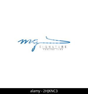 Lettera iniziale LOGO MG - Logo stile firma scritto a mano - Logo vettore minimal per iniziali in stile scrittura a mano Illustrazione Vettoriale