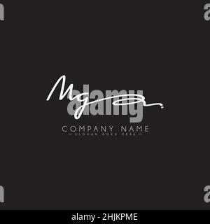 Lettera iniziale LOGO MG - Logo della firma scritto a mano - Logo del vettore minimale per le iniziali in stile calligrafia Illustrazione Vettoriale