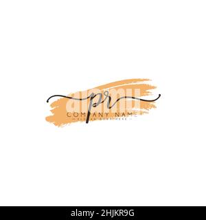 Lettera iniziale Logo PR - Logo stile firma scritto a mano - Logo vettore minimo per iniziali in stile scrittura a mano Illustrazione Vettoriale