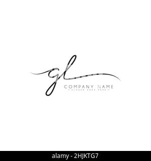 Logo GL lettera iniziale - Logo della firma disegnato a mano - Logo del vettore minimal per iniziali in stile calligrafia Illustrazione Vettoriale