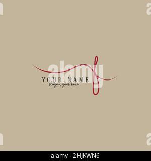 Logo della firma scritto a mano per la lettera iniziale F - modello del logo vettoriale per il nome aziendale iniziale in stile firma Illustrazione Vettoriale
