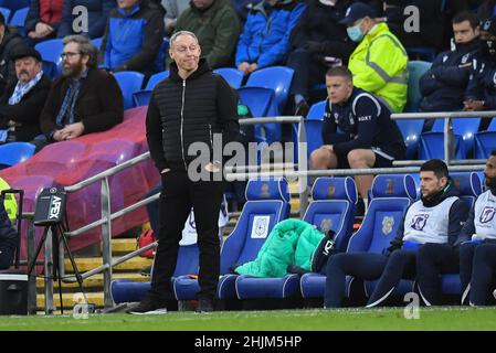 Cardiff, Regno Unito. 30th Jan 2022. Steve Cooper manager di Nottingham Forest durante la partita a Cardiff, Regno Unito, il 1/30/2022. (Foto di Mike Jones/News Images/Sipa USA) Credit: Sipa USA/Alamy Live News Foto Stock