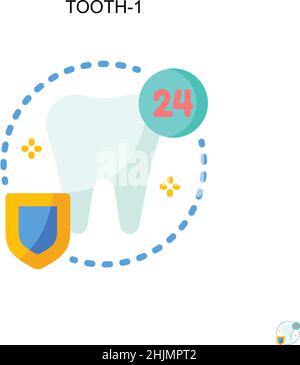 Tooth-1 icona vettore semplice. Modello di disegno del simbolo di illustrazione per l'elemento dell'interfaccia utente mobile Web. Illustrazione Vettoriale