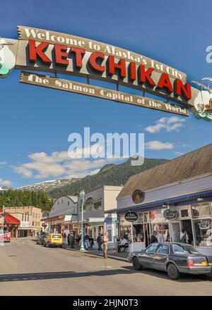 Ketchikan Alaska Stati Uniti - Inside Passage - Alaska Cruise port - Southeast Alaskan città nel Pacifico nord-occidentale Foto Stock