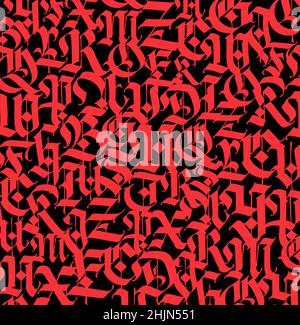 Motivo, ornamento in stile gotico. Vettore. Alfabeto. Calligrafia e lettere. Lettere medievali latine. Elementi grafici per l'identificativo aziendale Illustrazione Vettoriale