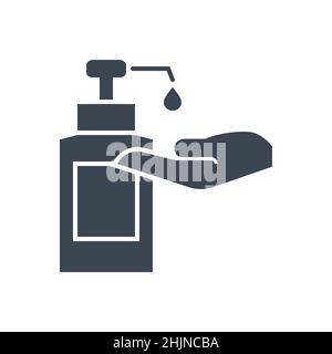 Icona glifo vettoriale relativo all'igienizzatore manuale Illustrazione Vettoriale