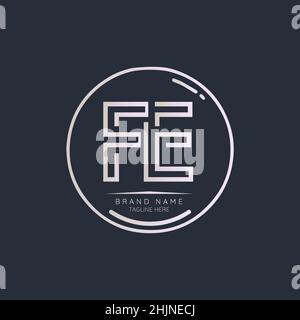 Elementi di design del logo Creative FE Initial Letter. Moderno modello di design vettoriale con logo minimalista per le lettere aziendali. Illustrazione Vettoriale