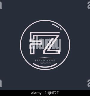 Elementi di design originali del logo della lettera FZ. Moderno modello di design vettoriale con logo minimalista per le lettere aziendali. Illustrazione Vettoriale