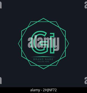 Elementi di design del logo Creative GI Initial Letter. Moderno modello di design vettoriale con logo minimalista per le lettere aziendali. Illustrazione Vettoriale