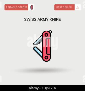 Coltello militare svizzero semplice icona vettoriale. Illustrazione Vettoriale