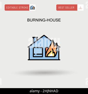 Burning-house semplice icona vettoriale. Illustrazione Vettoriale