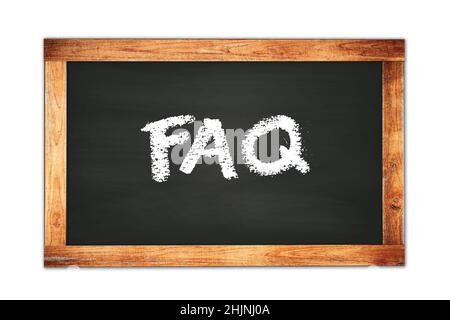 FAQ testo scritto su nero cornice scuola blackboard. Foto Stock