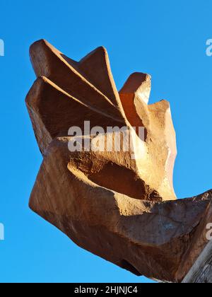 Scultura di un'aragosta gigante. Gambrinus di Javier Mariscal. Port Vell, Passeig de Colom, Barcellona, Spagna, Foto Stock