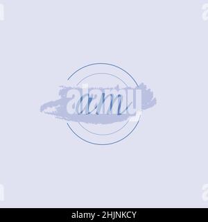 Lettera iniziale alfabeto AM acquerello logo icona, Femminile firma lusso logo modello Vector Illustrazione Vettoriale
