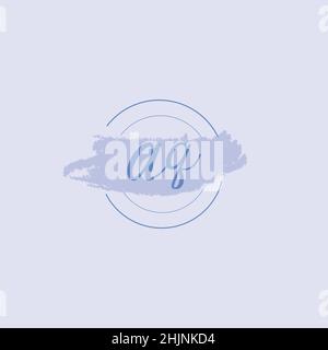 Lettera iniziale alfabeto AQ acquerello logo icona, Femminile firma lusso logo modello Vector Illustrazione Vettoriale
