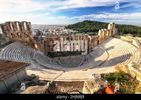 Teatro antico nel giorno di estate in Grecia Acropoli, Athnes Foto Stock