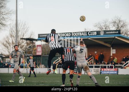 Bedford FC 2 Rushden e Higham 1, 29/01/2022. McMullen Park Stadium, Spartan South Midlands Football League 1. Foto di Simon Gill. Foto Stock