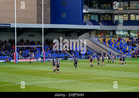 Wimbledon, Regno Unito. 19th Jan 2022. Vista generale del gioco durante la partita del campionato Betfred tra London Broncos e Widnes Vikings al Cherry Red Records Stadium, Plow Lane, Wimbledon, Inghilterra, il 30 gennaio 2022. Foto di David Horn. Credit: Prime Media Images/Alamy Live News Foto Stock