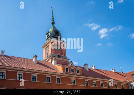 Torre dell'Orologio al Castello reale di Varsavia - Varsavia, Polonia Foto Stock