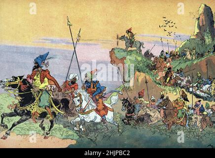 Rappresentazione des quarantes voleurs' (i quaranta ladri) Illustrazione d'Albert Robida pour 'Ali Baba et les quarante voleurs' conte des 1001 nuits (Ali Baba e i quaranta ladri) 1945 Collezione privee Foto Stock