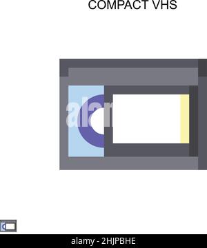 Icona vettore semplice vhs compatta. Modello di disegno del simbolo di illustrazione per l'elemento dell'interfaccia utente mobile Web. Illustrazione Vettoriale