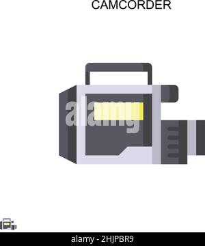 Semplice icona vettoriale della videocamera. Modello di disegno del simbolo di illustrazione per l'elemento dell'interfaccia utente mobile Web. Illustrazione Vettoriale