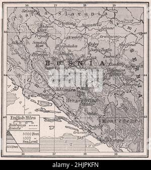 Mappa di rilievo della Bosnia-Erzegovina. Bosnia Erzegovina. Bosnia & Herzegovina (1923) Foto Stock