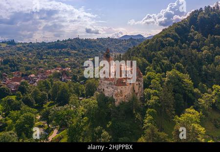 The medieval Castle of Bran guarded in the past the border between Wallachia and Transylvania. It is also known for the myth of Dracula. Stock Photo