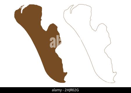 Isola di Fano (Regno di Danimarca) illustrazione vettoriale mappa, schizza traccia mappa Fano Illustrazione Vettoriale