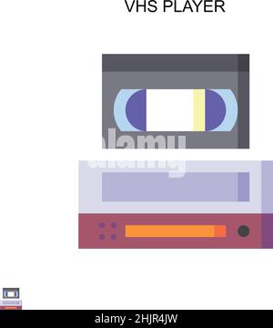 Icona vettoriale semplice del lettore VHS. Modello di disegno del simbolo di illustrazione per l'elemento dell'interfaccia utente mobile Web. Illustrazione Vettoriale