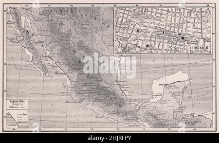 Messico. Dove il Nord America si restringe da un continente ad un Istmo (mappa del 1923) Foto Stock