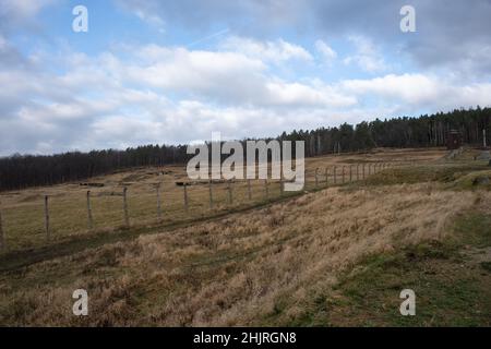 Rogoznica, Polonia - 15 gennaio 2022. Campo di concentramento e di lavoro Gross-Rosen (Rogoznica). La parte di Auschwitz (espansione del campo). Sito commemorativo. Selezionare Foto Stock