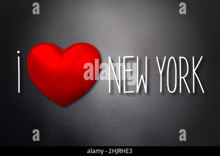 Amo New York - forma del cuore, sfondo nero - illustrazione 3D Foto Stock