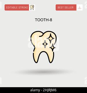 Tooth-8 icona vettore semplice. Illustrazione Vettoriale