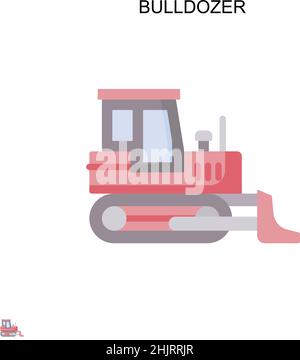 Icona vettore semplice bulldozer. Modello di disegno del simbolo di illustrazione per l'elemento dell'interfaccia utente mobile Web. Illustrazione Vettoriale