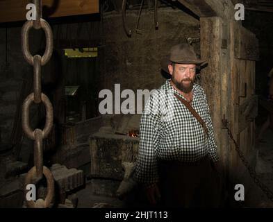 Dimostrazione di Gunnsmith in Colonial Quarter St. Augustine, Florida Stati Uniti Foto Stock
