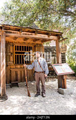 Dimostrazione di Gunnsmith in Colonial Quarter St. Augustine, Florida Stati Uniti Foto Stock