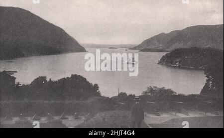 Ammira il fiume Hudson da West Point, sede della famosa Accademia militare. New York. Stati Uniti (1923) Foto Stock