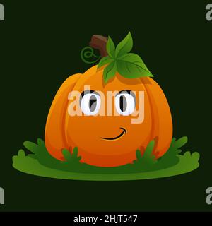 Grande padre di zucca. Carino arancione cartoon autunno vettore vegetale per la stampa, la commercializzazione e l'imballaggio Illustrazione Vettoriale