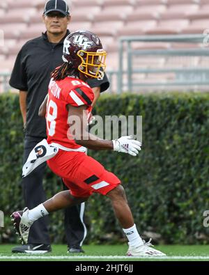 Menifee, California, Stati Uniti. 29th Jan 2022. 29 gennaio 2022; Pasadena, CA USA; al Rose Bowl Final Score Nazionale: 24 American team:23 Mandatory Credit Zuma Press. (Credit Image: © Ardie Crenshaw/ZUMA Press Wire) Foto Stock