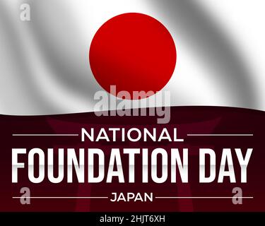 National Foundation Day Japan Abstract Patriotic background with wonding Flag. Il concetto di giorno nazionale della bandiera giapponese del wonding Foto Stock