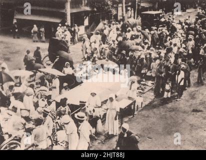 Giappone terremoto 1923: Scena in un deposito temporaneo di soccorso medico all'aria aperta Foto Stock