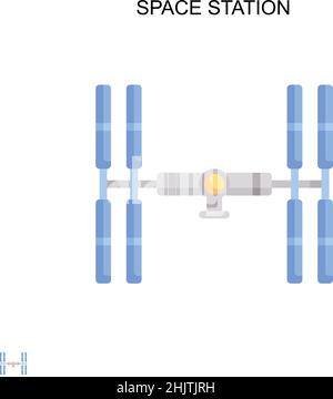 Icona vettore semplice della stazione spaziale. Modello di disegno del simbolo di illustrazione per l'elemento dell'interfaccia utente mobile Web. Illustrazione Vettoriale