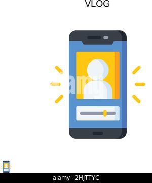Icona vettore semplice vlog. Modello di disegno del simbolo di illustrazione per l'elemento dell'interfaccia utente mobile Web. Illustrazione Vettoriale