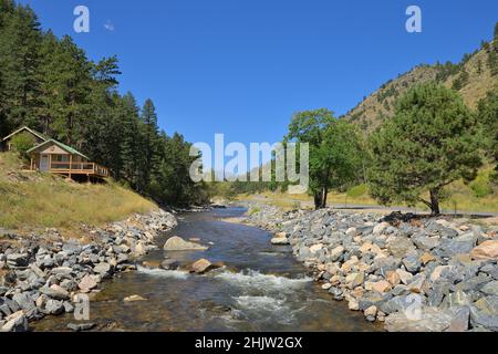 Lungo l'autostrada 36 da Fort collins a Estes Park, Colorado CO Foto Stock