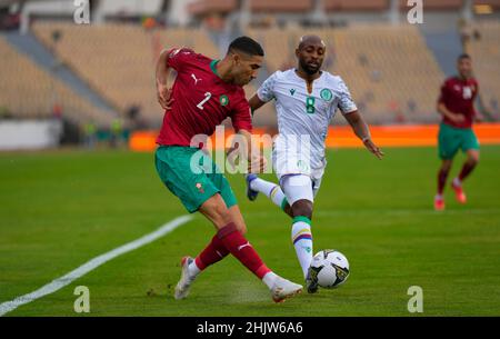 Yaoundé, Camerun, 14 gennaio 2022: Achraf Hakimi del Marocco durante il Marocco contro Comore - Africa Cup of Nations allo stadio Ahmadou Ahidjo. Prezzo Kim/CSM. Foto Stock