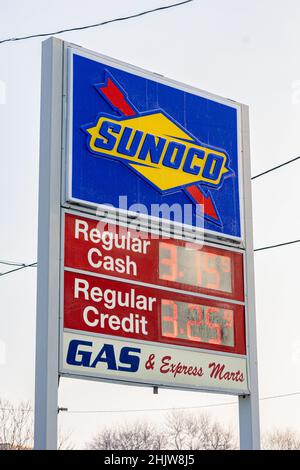 Toledo, Stati Uniti. 31st Jan 2022. Stazione di servizio Sunoco a Toledo. Credit: SOPA Images Limited/Alamy Live News Foto Stock