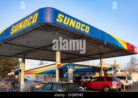 Toledo, Stati Uniti. 31st Jan 2022. Stazione di servizio Sunoco a Toledo. (Foto di Stephen Zenner/SOPA Images/Sipa USA) Credit: Sipa USA/Alamy Live News Foto Stock